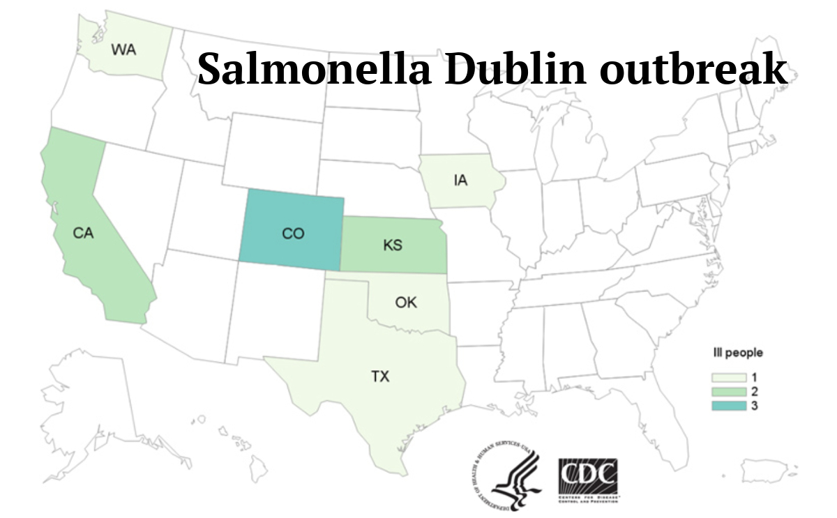 map Salmonella Dublin outbreak CDC
