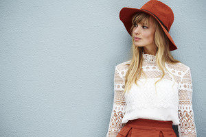 Fashionable fox looking away