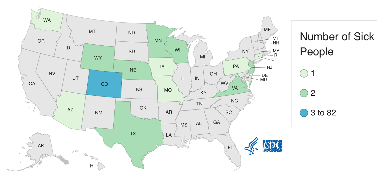 map Salmonella Thompson outbreak seafood