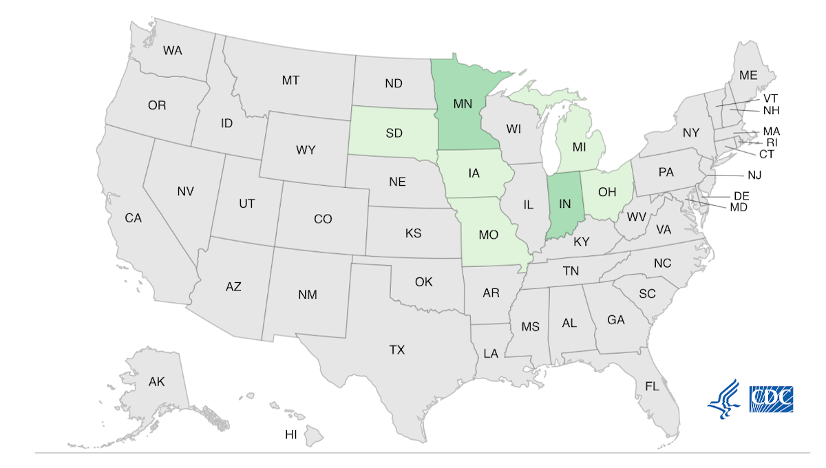 outbreak map Josies spinach E. coli 11-16-21