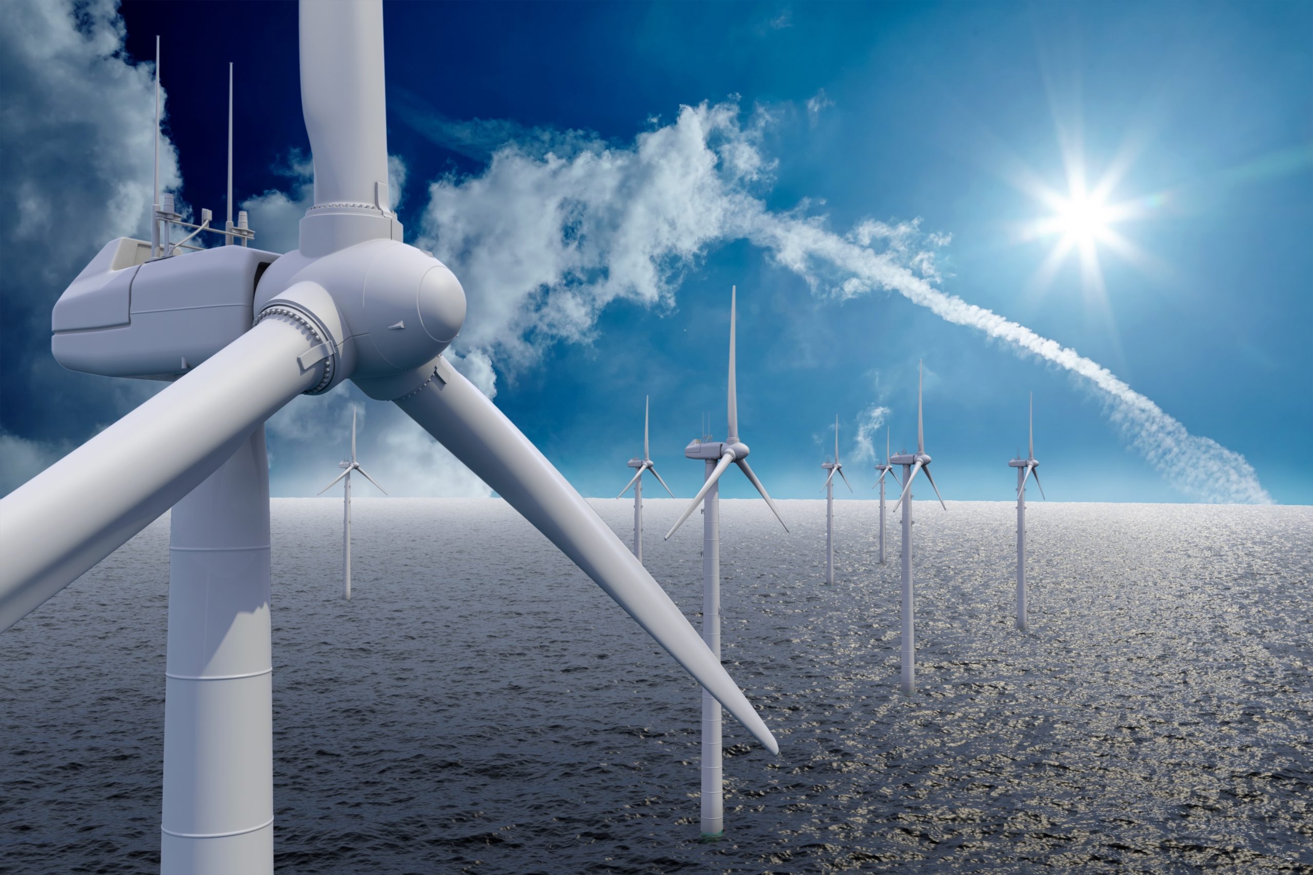 Wind,Power,Offshore,With,Clouds,And,Sun