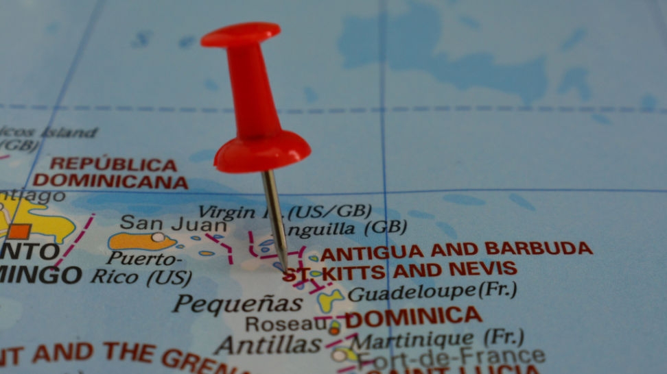 pin in st kitts and nevis island on map