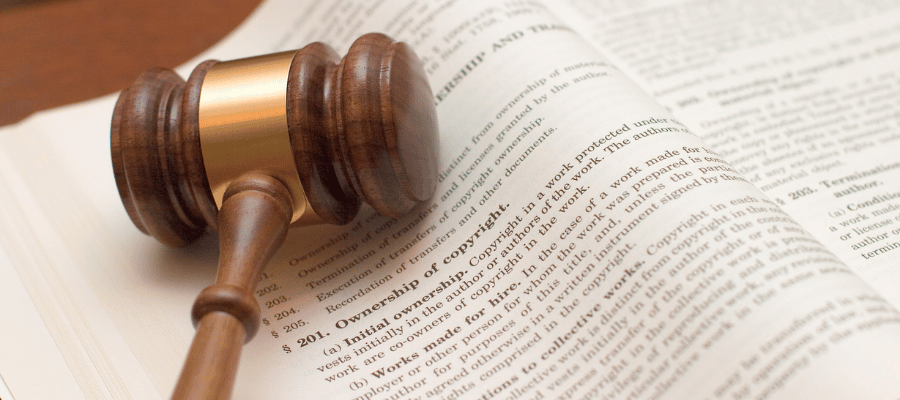 Legal Gavel and Law Book Copyright Fair Use Law