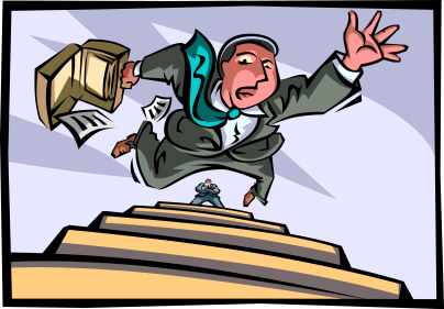 fired executive falls down stairs