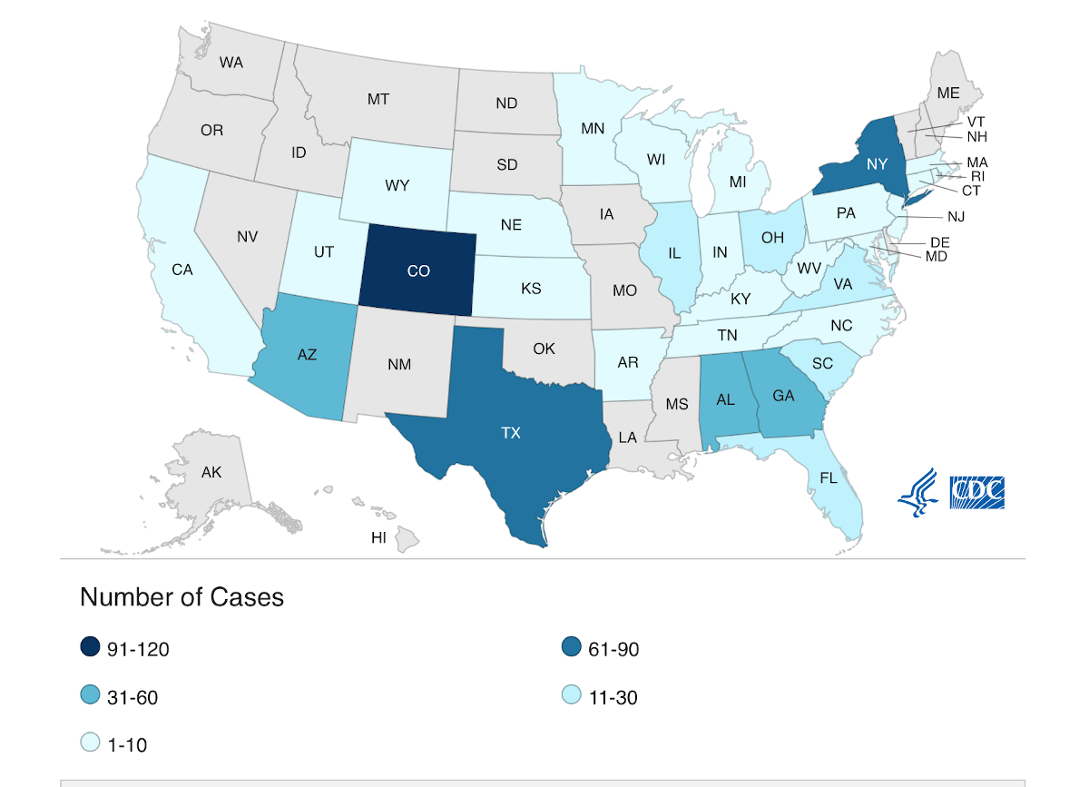 map big cyclospora outbreak 07-14-23