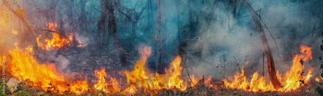 African forest fires in the Congo Basin ,Central Africa.