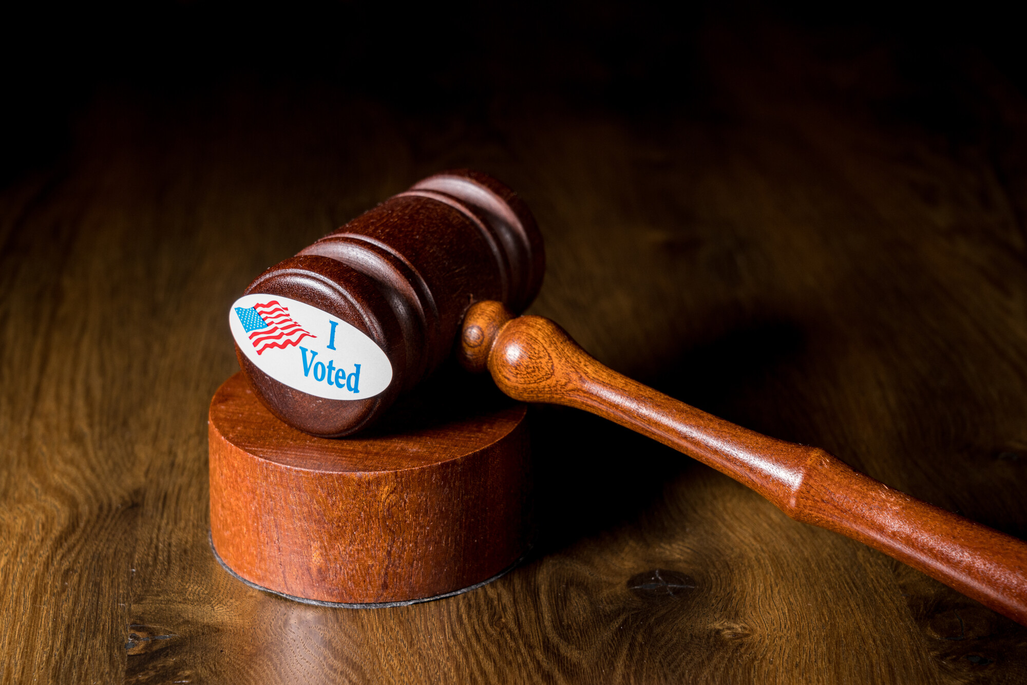 I Voted Sticker on Gavel