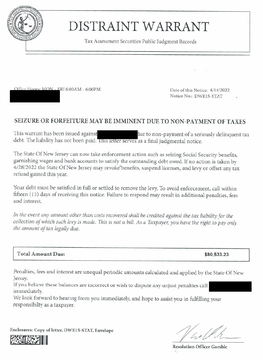 A letter that appears to be authentic, but is actually a tax resolution scam.