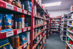 photo of shelves in pharmacy
