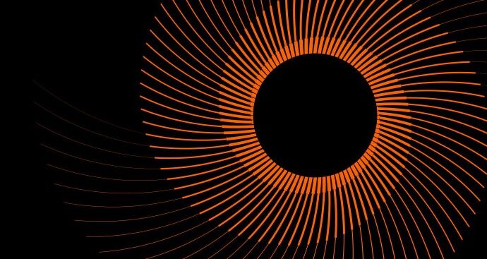 Orange vector sphere on black screen