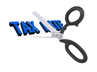 Scissors cutting words "tax rate"