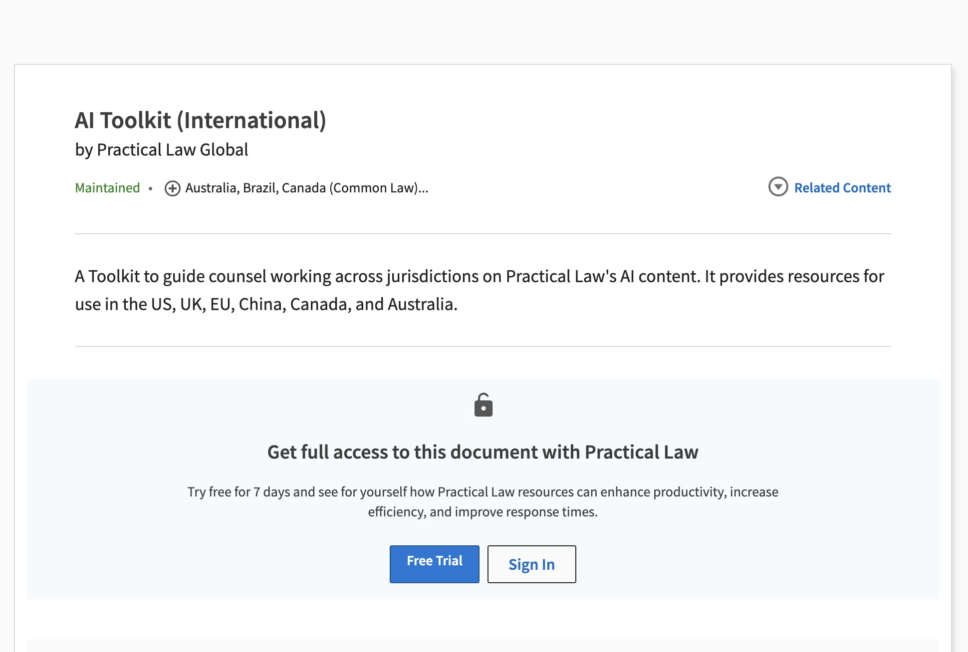 Practical Law Toolkit