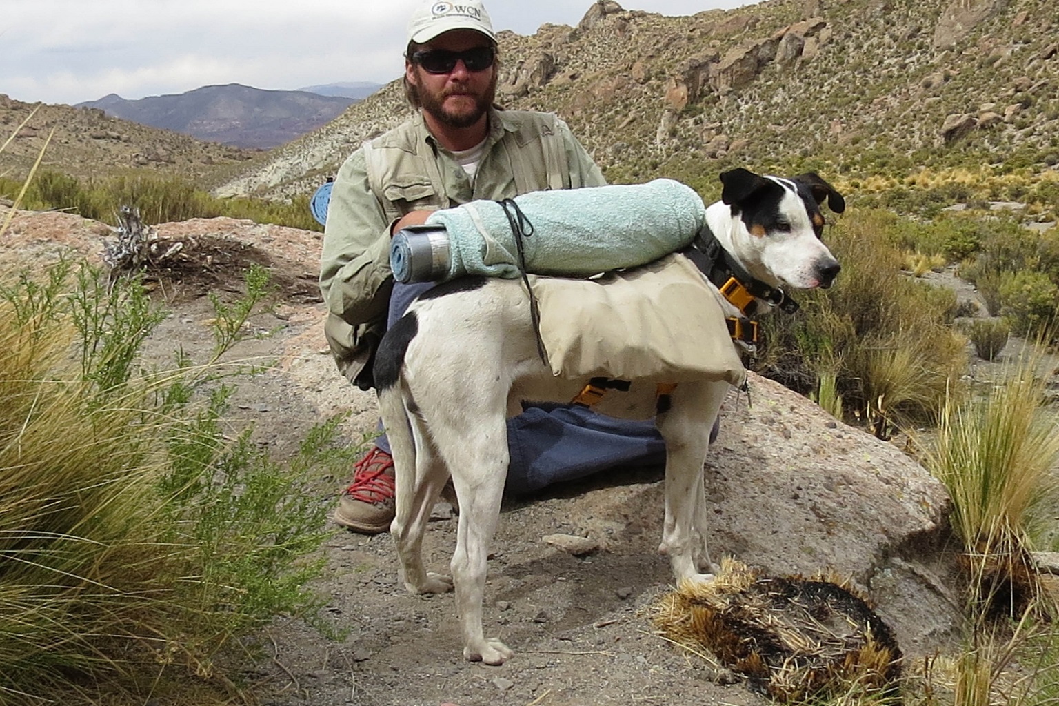 Juan Reppucci and his dog Monty who acts as both field trip companion and guide for AGA research teams. &ldquo;If it's dark, I follow the dog because he knows the way,&rdquo; Reppucci says.