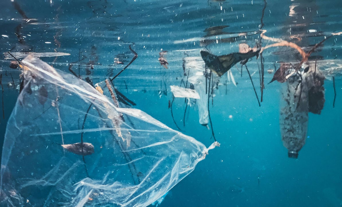 The marine plastic pollution seen here is clearly visible. 