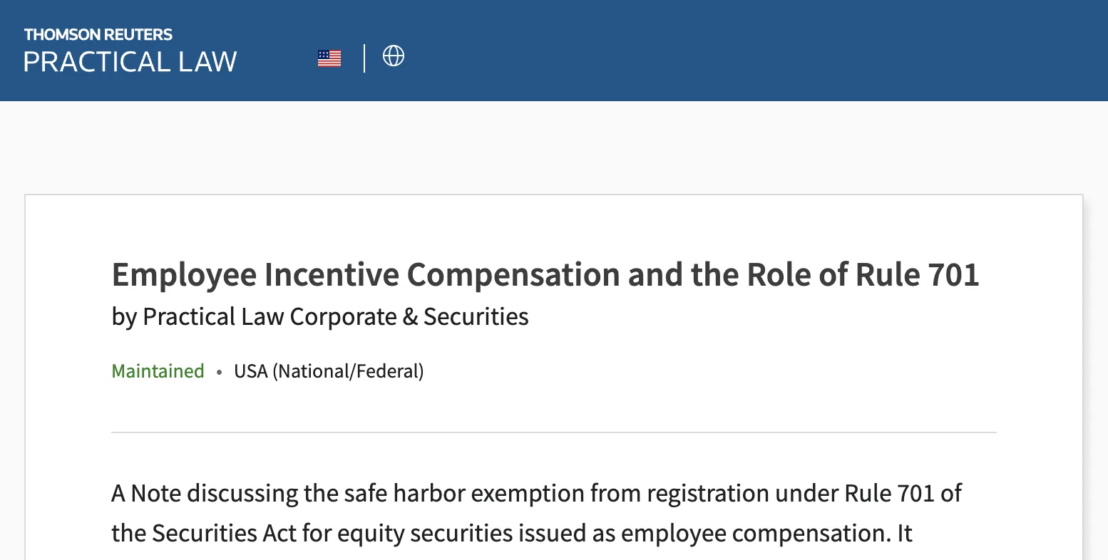 Employee Incentive Compensation and the Role of Rule 701