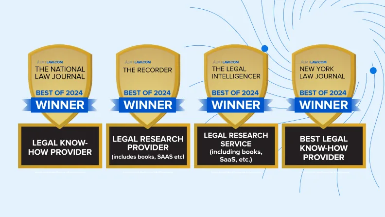 4 awards from The National Law Journal, The Recorder, The Legal Intelligencer, and New York Law Journal